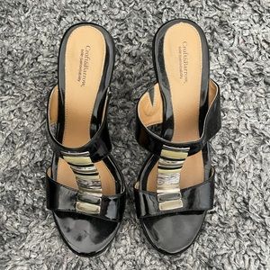 Black slip in sandals